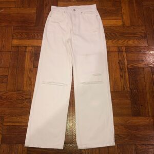 NWT Arizona Wide Leg Highest Rise Skater Jeans Size 5 White Ripped